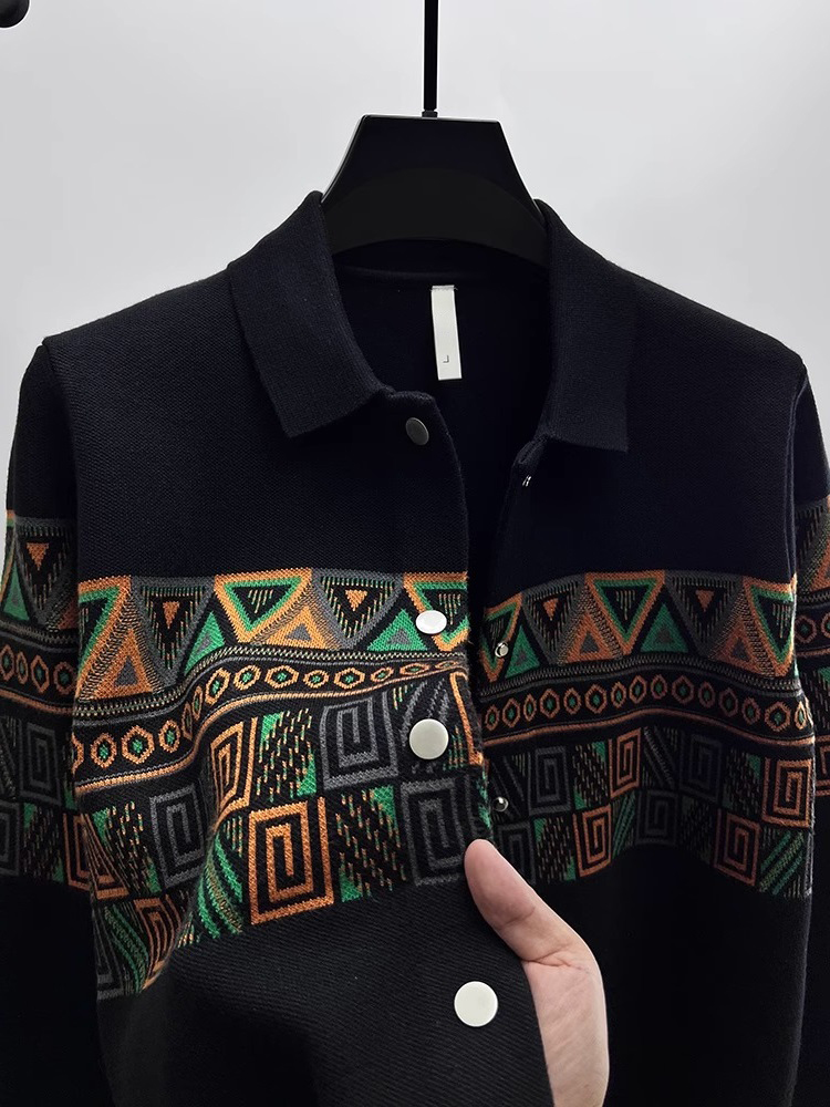 Urban Ethnic Fashion - Modny męski kardigan z dzianiny, sweter
