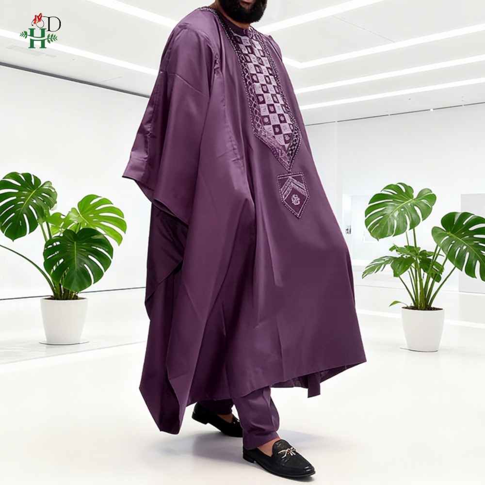 Boubou Men Africa - H&D Afrykański Strój Męski Tradycyjny 3-częściowy