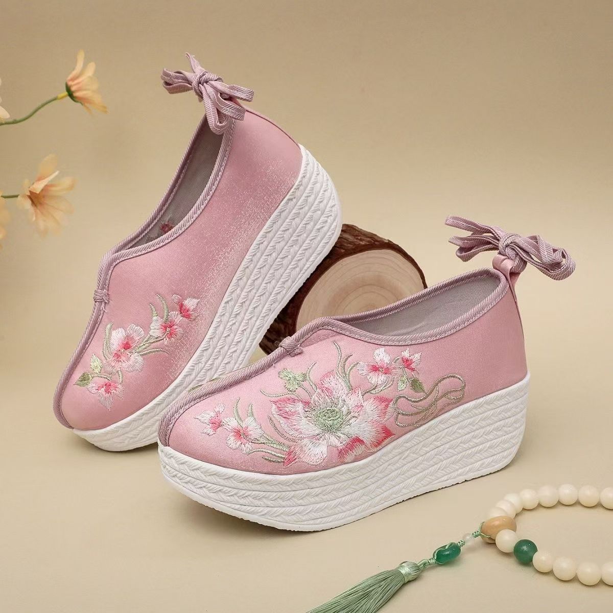 Ethnic Style - Damskie etniczne buty na koturnie, haftowane,