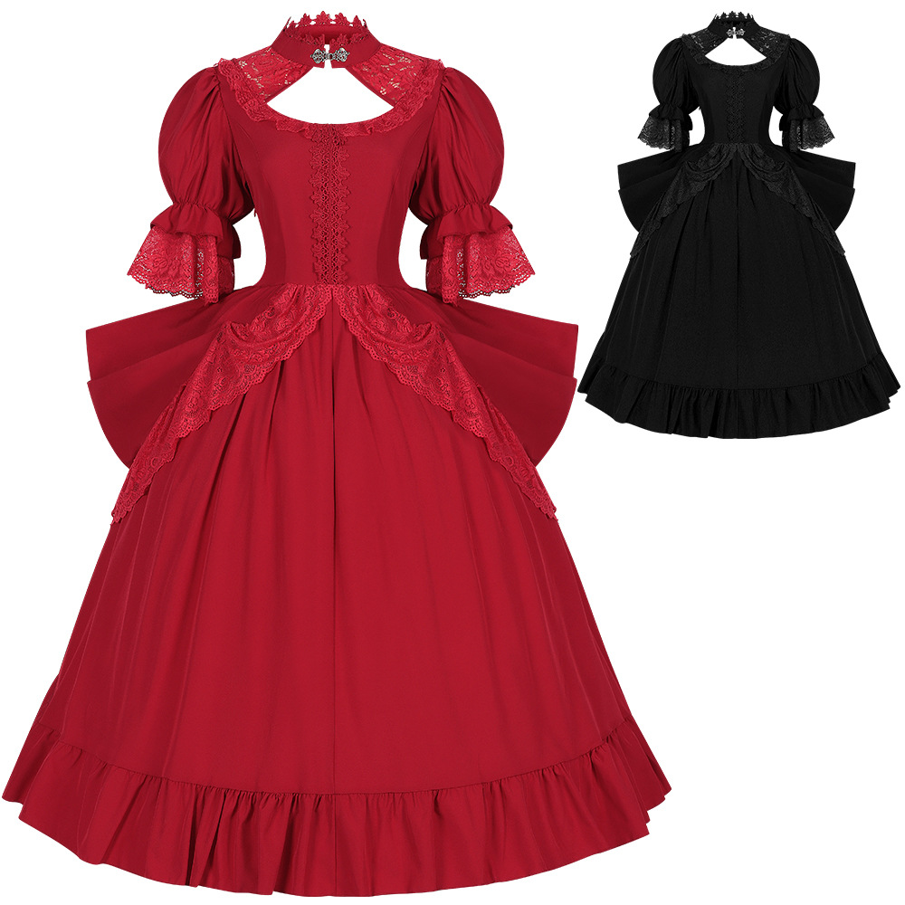 Ethnic Dress Fashion Show - Elegancka sukienka w europejskim stylu retro,